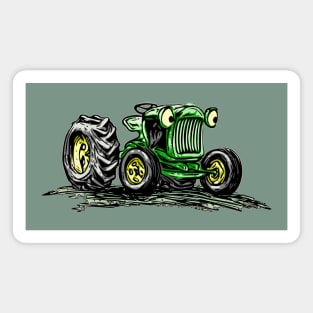 Green Cartoon Tractor Magnet